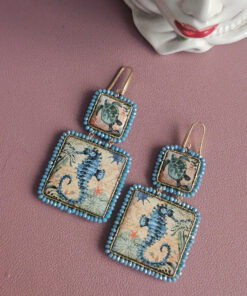 orecchini doppia mattonella cavalluccio in ceramica di caltagirone 1