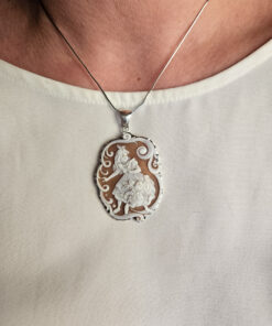 Alternative view of Shell Cameo Pendant and Red Coral