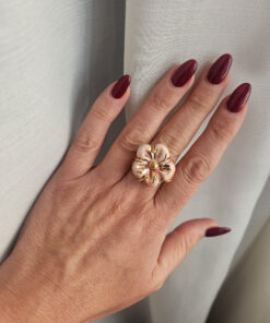 Alternative view of Anello artigianale con Fiore in Ceramica