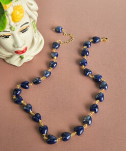 collana SUGAR girocollo con cuori in ceramica blu