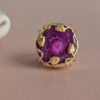 Anello Tondo con Agata Naturale fucsia