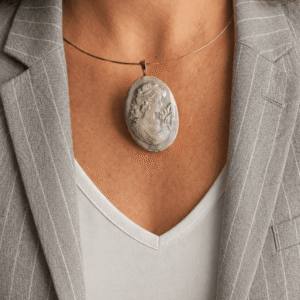 Collana Girocollo Rigido con Cammeo Grigio in Ceramica di Caltagirone 5