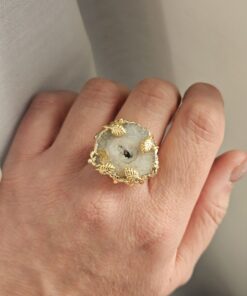 anello tondo con agata naturale bianca