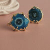 anello tondo con agata druzy naturale colore blu