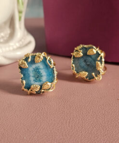 anello tondo con agata naturale blu