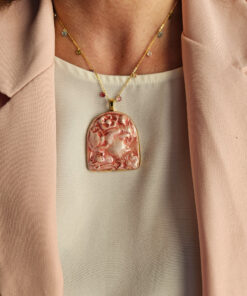 Alternative view of 925 Chain Necklace with Zircons and Ceramic Cameo Drop