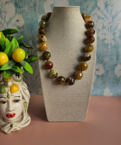 collana girocollo con agata fuoco gialla