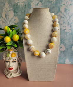 collana girocollo con agata fuoco gialla