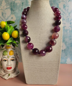 collana girocollo con agata striata viola 1