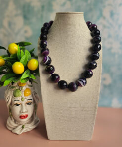 collana girocollo con agata striata viola