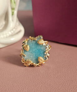 anello tondo in agata naturale verde acqua