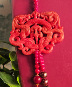 Alternative view of Collana DAFNE Doppia con Agata Borgogna, Perle e Giada Burma Rossa