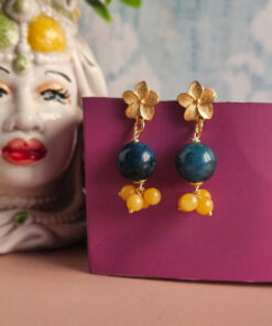 orecchini pendenti con apatite e pietre agata gialla