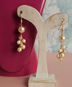 parure collana e orecchini con catena e perle