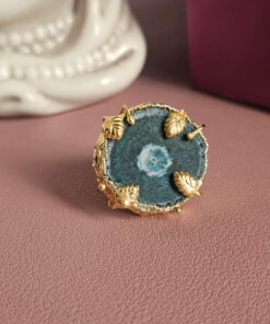 anello tondo con agata naturale blu