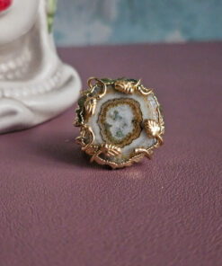 anello tondo con pietra naturale agata bianca