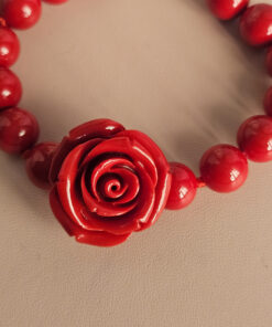 Alternative view of Bracciale SCARLET in Maiorca Rossa con Rosa in Resina