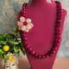 collana con agata fucsia e fiore