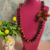 collana lunga in agata striata mattone e fiore