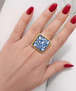 Anello Artigianale con Mattonella in Ceramica di Caltagirone