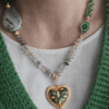 Collana Siciliana in Peridoto con Cuore in Ceramica di Caltagirone