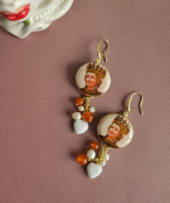 Orecchini Sant'Agata con Ceramica di Caltagirone, Corniola e Perle di Fiume