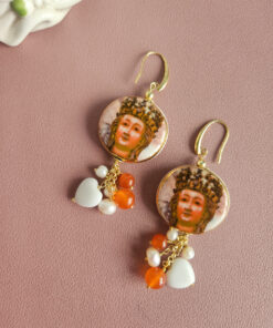 Orecchini Sant'Agata con Ceramica di Caltagirone, Corniola e Perle di Fiume