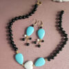 Parure Collana e Orecchini 2 ANIME con Onice Nero, Pasta di Turchese e Cuore in Agata Bianca