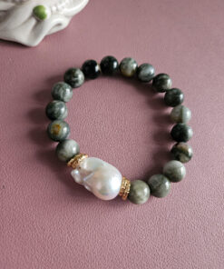 bracciale elastico in occhio di falco con perla barocca