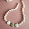 collana 2 ANIME di perle con perle naturali cuori in agata bianca e giada verde