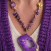 collana girocollo con pietre viola e ciondolo agata druzy viola