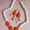 parure 2 ANIME collana e orecchini con perle naturali e gocce in pasta di corallo 6