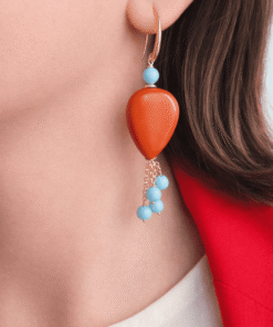 Alternative view of Orecchini 2 ANIME con Pasta di Corallo e Turchese