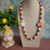 Collana Decollete con Perle, Corniola e Ceramica di Caltagirone con Sant'Agata