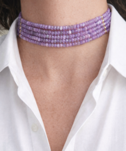 choker 5 fili con pietre lilla