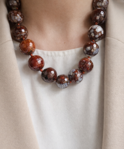 collana girocollo con agata fuoco marrone