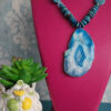 collana girocollo in apatite con cioondolo agata naturale blu