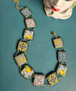 Choker con Maioliche in Pietra Lavica e Ceramica di Caltagirone 7