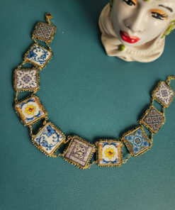 Choker con Maioliche in Pietra Lavica e Ceramica di Caltagirone 7
