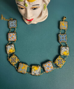 Alternative view of Choker con Maioliche in Pietra Lavica e Ceramica di Caltagirone