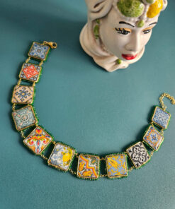Alternative view of Choker con Maioliche in Pietra Lavica e Ceramica di Caltagirone