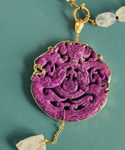 Alternative view of Collana Decollete con Cristallo di Rocca, Sugilite e Ciondolo Giada Burma Viola