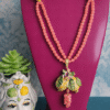 Collana Siciliana in Agata Rosa Salmone con Limoni in Ceramica di Caltagirone