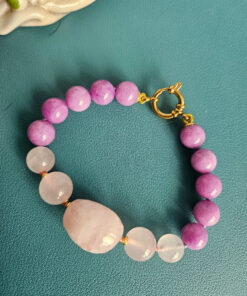 Bracciale con Giada Kunzite e Quarzo Rosa