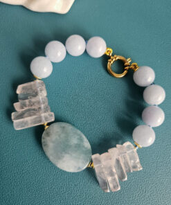 Bracciale con Calcedonio, Acquamarina e Quarzo Rosa