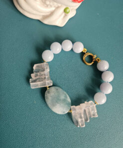 Bracciale con Calcedonio, Acquamarina e Quarzo Rosa