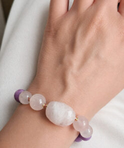 Bracciale con Giada Kunzite e Quarzo Rosa