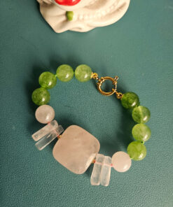 Bracciale con Peridoto e Quarzo Rosa