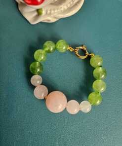 Bracciale con Peridoto e Quarzo Rosa