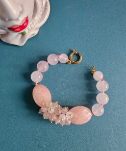 Alternative view of Bracciale con Quarzo Rosa e Giada Rosa Ovale